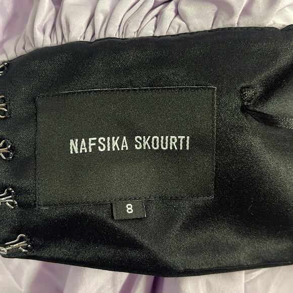 Nafsika Skourti Butterfly Puff Sleeve Black and Lilac Crop Top Size 4 - Picture 7 of 8